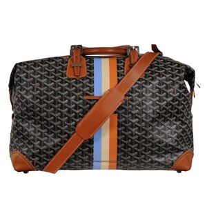 Goyard Boeing 45 Black Brown Leather Duffle Travel Carry On Vacation Weekend Bag